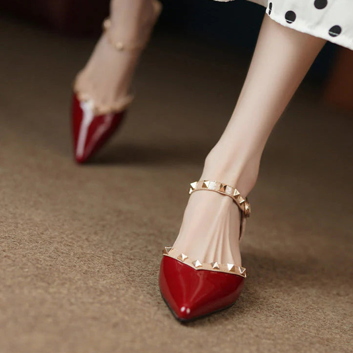 ALANI | STUDDED STRAP BLOCK HEELS