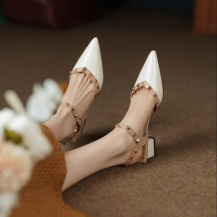 ALANI | STUDDED STRAP BLOCK HEELS