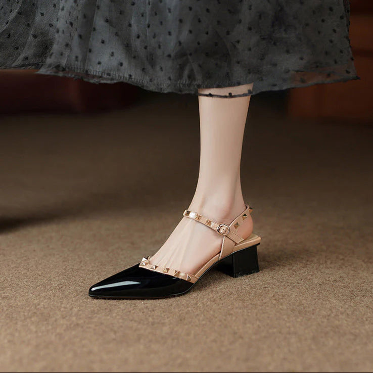 ALANI | STUDDED STRAP BLOCK HEELS