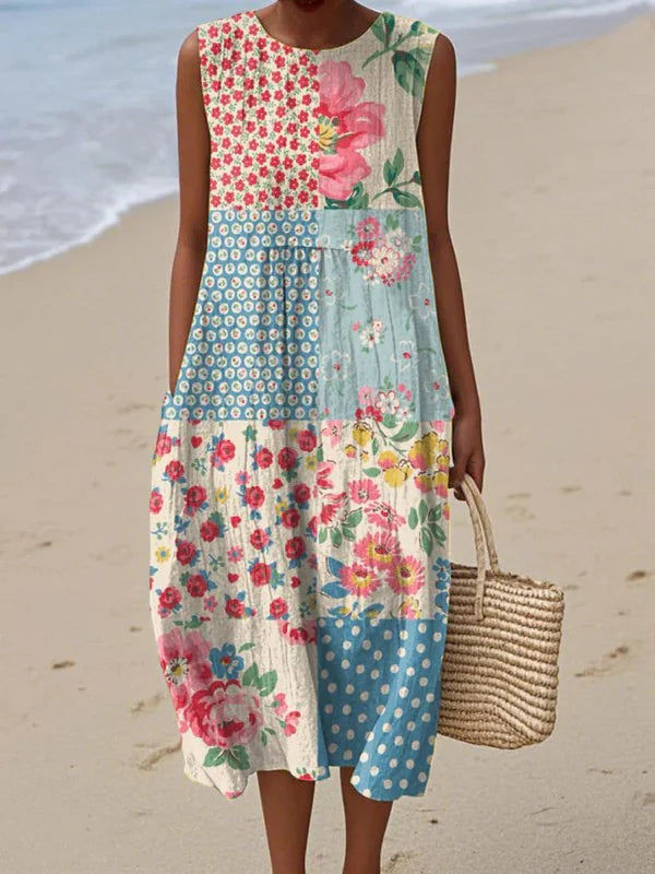 Anna Patchwork Midi Jurk