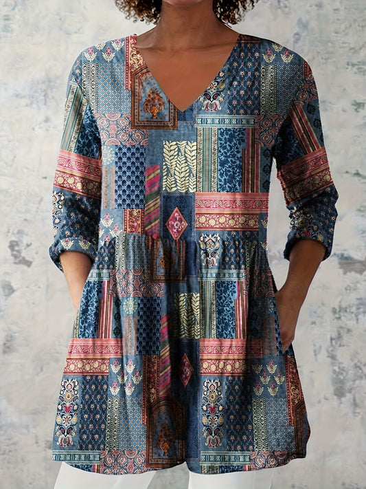 Blooms & Grace – Vintage Floral T-Shirt Dress